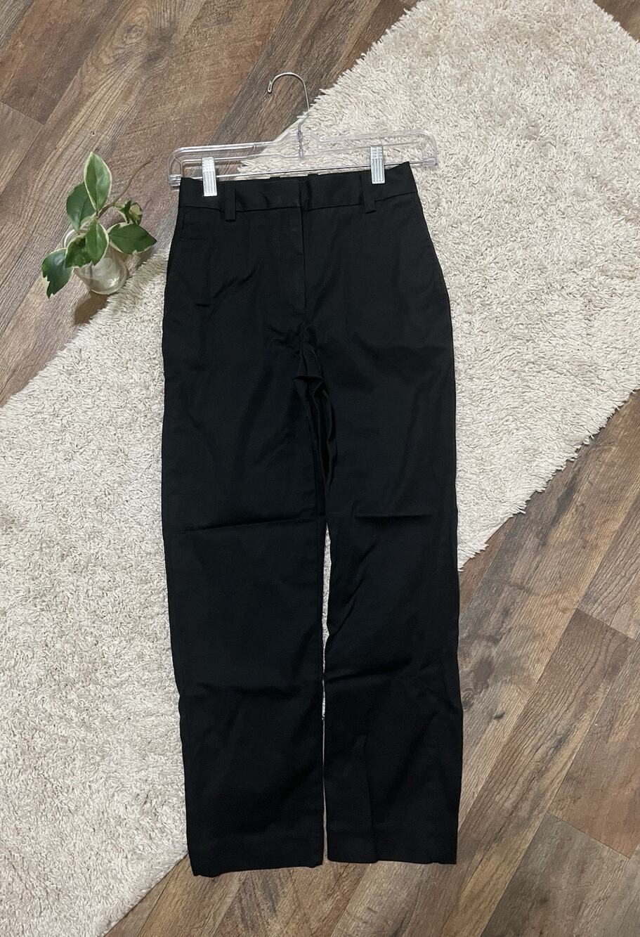 Aritzia Babaton Size 00 Black Mid-Rise Straight Leg Trouser Pants